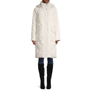 Donna Karan Diamond Quilted Hooded Puffer Long Coat Jacket Medium New with Tag